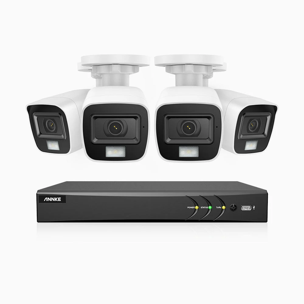ADLK800 - Kit videosorveglianza analogica 8 canali con 4 telecamere 4K, Visione notturna a doppia luce, 3840x2160@20fps, apertura superiore f/1.6, segnale di uscita 4-in-1, IP67 - Image 2