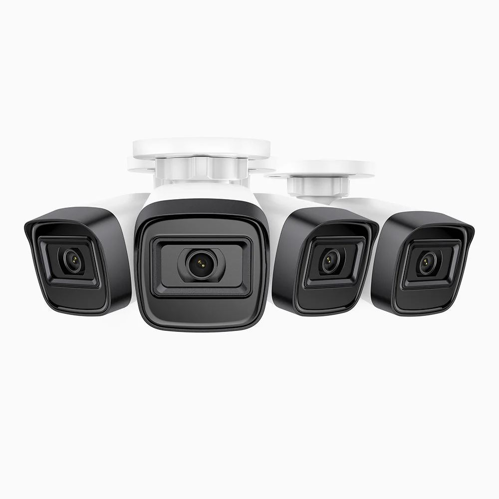 C300 - Kit 4 Telecamere IP PoE da Esterno 3MP 2K, Visione Notturna EXIR 2.0, Rilevamento Movimento, H.265+, Impermeabile IP67
