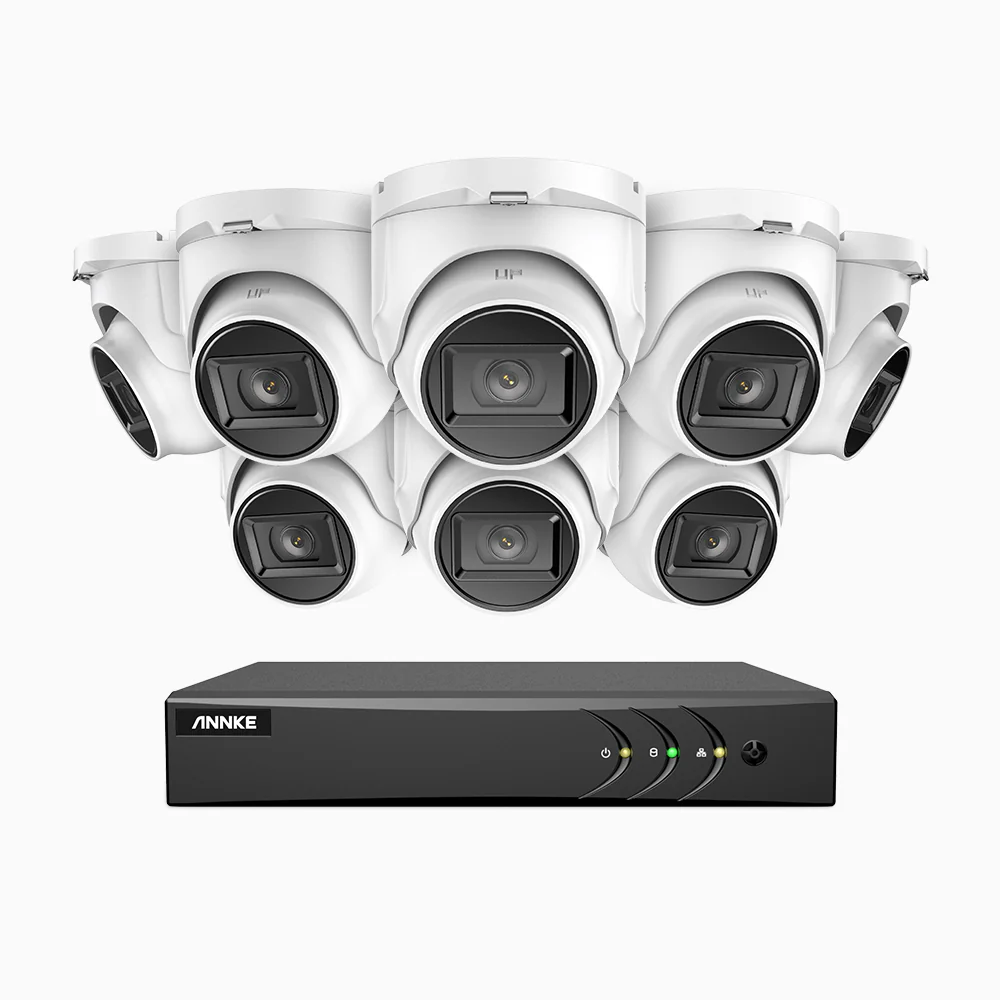 EL200 - Kit videosorveglianza analogica 16 canali con 8 telecamere 1080p, Smart DVR con rilevamento umano e veicoli, visione notturna a infrarossi fino a 66 piedi, segnale di uscita 4-in-1, IP67 - Image 2