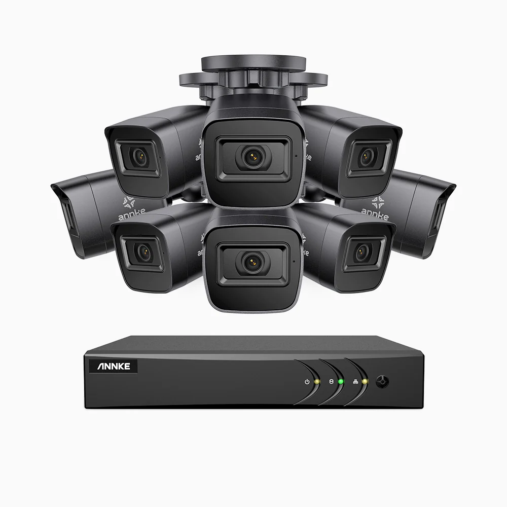EL200 - Kit videosorveglianza analogica 16 canali con 8 telecamere 1080p, Smart DVR con rilevamento umano e veicoli, visione notturna a infrarossi fino a 66 piedi, segnale di uscita 4-in-1, IP67 - Image 3