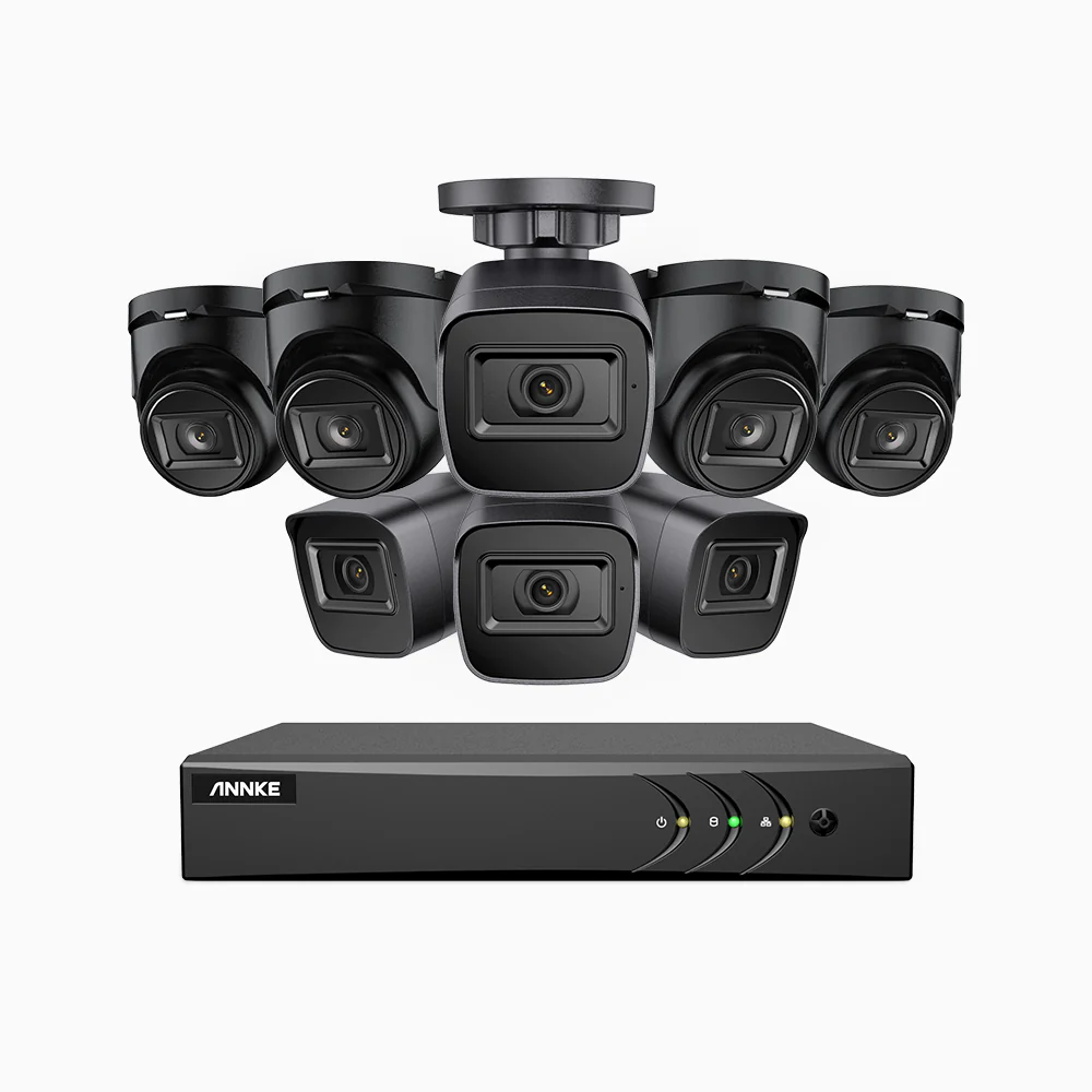 EL200 - Kit videosorveglianza analogica 16 canali con 4 telecamera bullet e 4 telecamere turret 1080p, Smart DVR con rilevamento umano e veicoli, visione notturna a infrarossi fino a 66 piedi, segnale di uscita 4-in-1, IP67 - Image 2