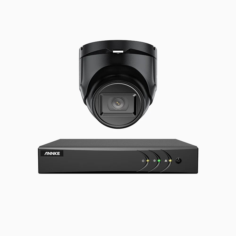 EL200 - Kit videosorveglianza analogica 4 canali con 1 telecamere 1080p, Smart DVR con rilevamento umano e veicoli, visione notturna a infrarossi fino a 66 piedi, segnale di uscita 4-in-1, IP67 - Image 4