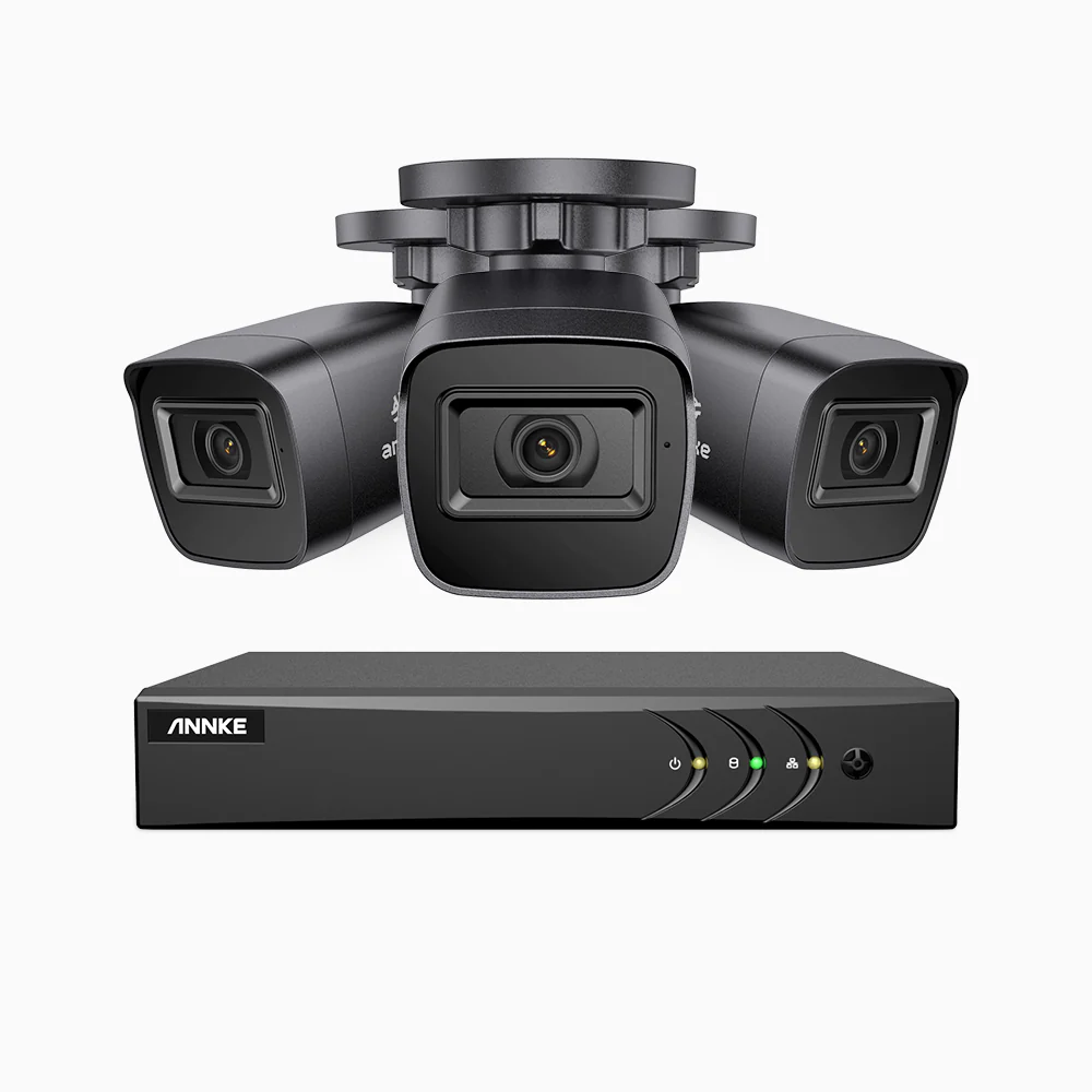 EL200 - Kit videosorveglianza analogica 8 canali con 3 telecamere 1080p, Smart DVR con rilevamento umano e veicoli, visione notturna a infrarossi fino a 66 piedi, segnale di uscita 4-in-1, IP67 - Image 3
