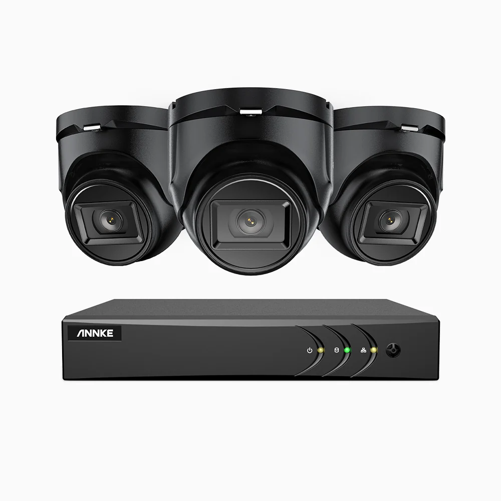 EL200 - Kit videosorveglianza analogica 8 canali con 3 telecamere 1080p, Smart DVR con rilevamento umano e veicoli, visione notturna a infrarossi fino a 66 piedi, segnale di uscita 4-in-1, IP67 - Image 4