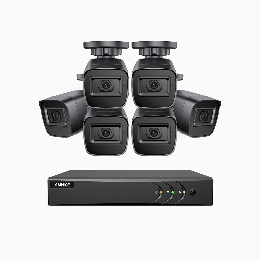 EL200 - Kit videosorveglianza analogica 8 canali con 6 telecamere 1080p, Smart DVR con rilevamento umano e veicoli, visione notturna a infrarossi fino a 66 piedi, segnale di uscita 4-in-1, IP67 - Image 3