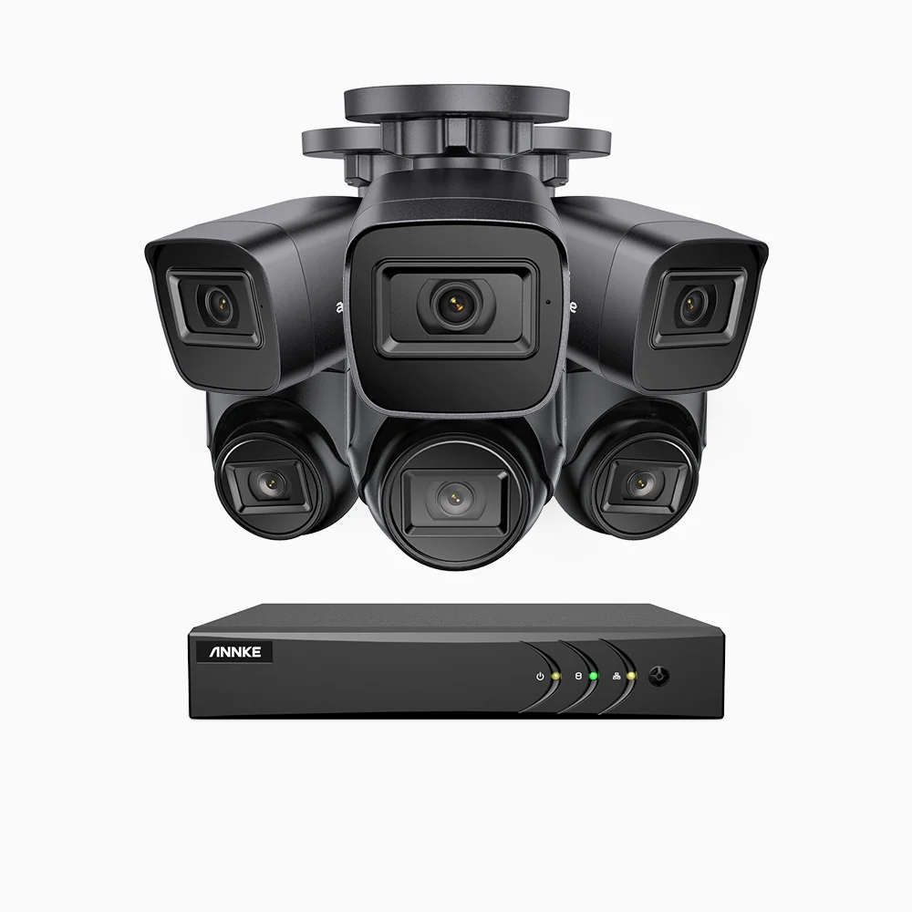 EL200 - Kit videosorveglianza analogica 8 canali con 3 telecamera bullet e 3 telecamere turret 1080p, Smart DVR con rilevamento umano e veicoli, visione notturna a infrarossi fino a 66 piedi, segnale di uscita 4-in-1, IP67 - Image 2