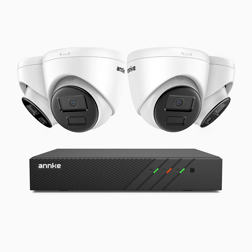 H300 - Kit videosorveglianza PoE 8 canali con 4 telecamera 3MP, visione notturna EXIR 2.0, rilevamento del movimento, H.265+, impermeabilità IP67