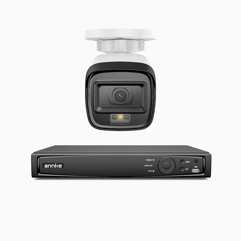 H500 - Kit videosorveglianza PoE 4 canali con 1 telecamera 5 MPX, Visione notturna intelligente a doppia luce, 3072 × 1728 @ 20 fps, rilevamento intelligente di persone e veicoli, microfono integrato, IP67 - Image 3