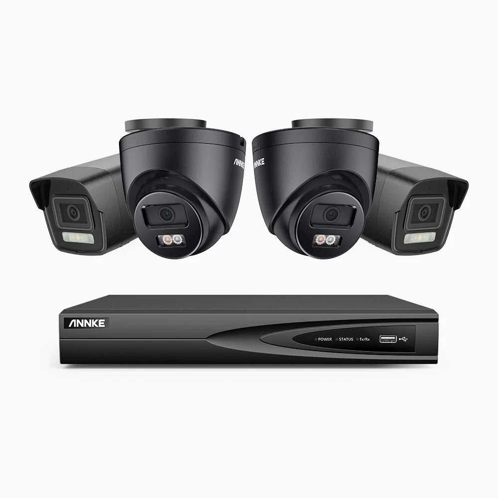 H500P - Kit videosorveglianza PoE 4 canali 3K, 2 telecamera bullet e 2 telecamera turret, visione notturna a colori e IR, risoluzione 3072*1728, apertura f/1.6 (0.005 lux), rilevamento umano e veicoli, microfono integrato, IP67 - Image 2