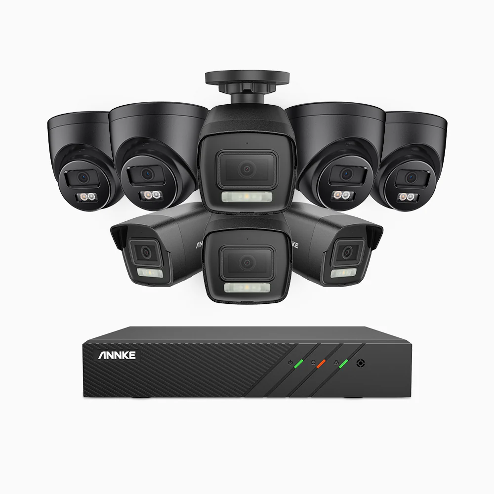 H500P - Kit videosorveglianza PoE 8 canali 3K, 4 telecamera bullet e 4 telecamera turret, visione notturna a colori e IR, risoluzione 3072*1728, apertura f/1.6 (0.005 lux), rilevamento umano e veicoli, microfono integrato, IP67 - Image 2