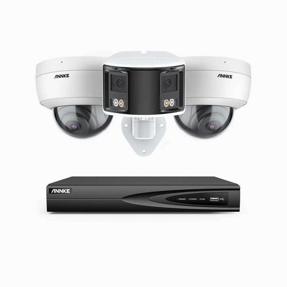 HDCK680 - Kit videosorveglianza PoE 4 canali con 2 telecamera 4K e 1 telecamera 6 MPX doppia lente(ultra grandangolo 180°), visione notturna a colori, microfono incorporato, riconoscere di persone e veicoli - Image 3