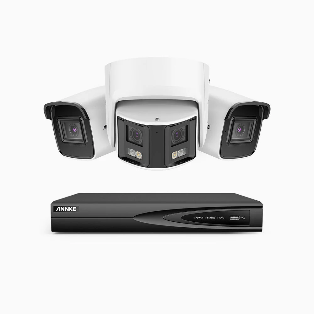 HDCK680 - Kit videosorveglianza PoE 4 canali con 2 telecamera 4K e 1 telecamera 6 MPX doppia lente(ultra grandangolo 180°), visione notturna a colori, microfono incorporato, riconoscere di persone e veicoli - Image 4