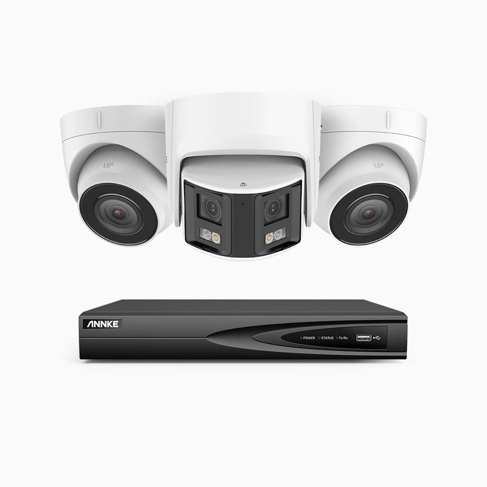 HDCK680 - Kit videosorveglianza PoE 4 canali con 2 telecamera 4K e 1 telecamera 6 MPX doppia lente(ultra grandangolo 180°), visione notturna a colori, microfono incorporato, riconoscere di persone e veicoli - Image 5