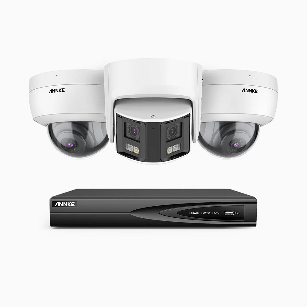 HDCK680 - Kit videosorveglianza PoE 4 canali con 2 telecamera 4K e 1 telecamera 6 MPX doppia lente(ultra grandangolo 180°), visione notturna a colori, microfono incorporato, riconoscere di persone e veicoli - Image 6