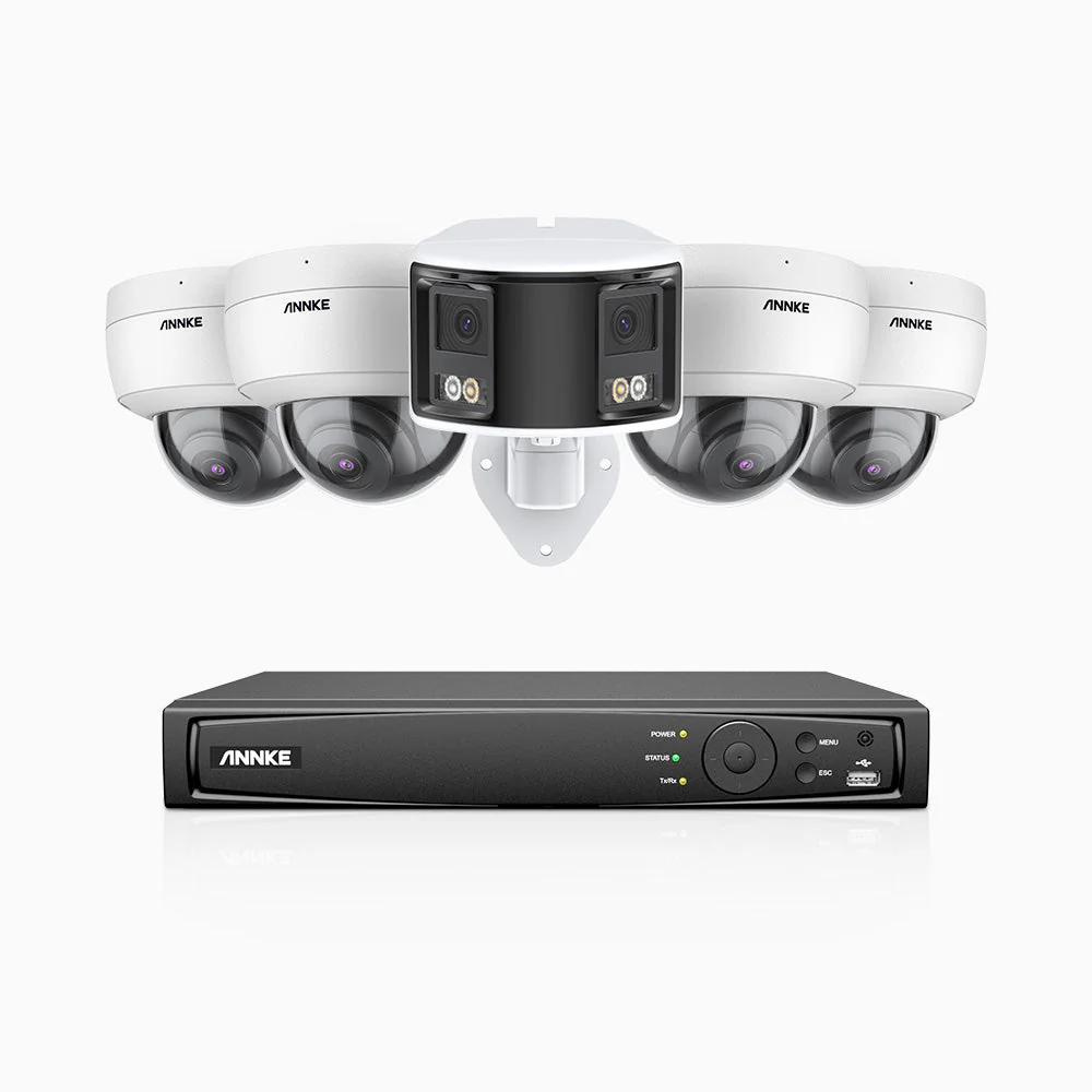 HDCK680 - Kit videosorveglianza PoE 8 canali con 4 telecamera 4K e 1 telecamera 6 MPX doppia lente(ultra grandangolo 180°), visione notturna a colori, microfono incorporato, riconoscere di persone e veicoli - Image 3