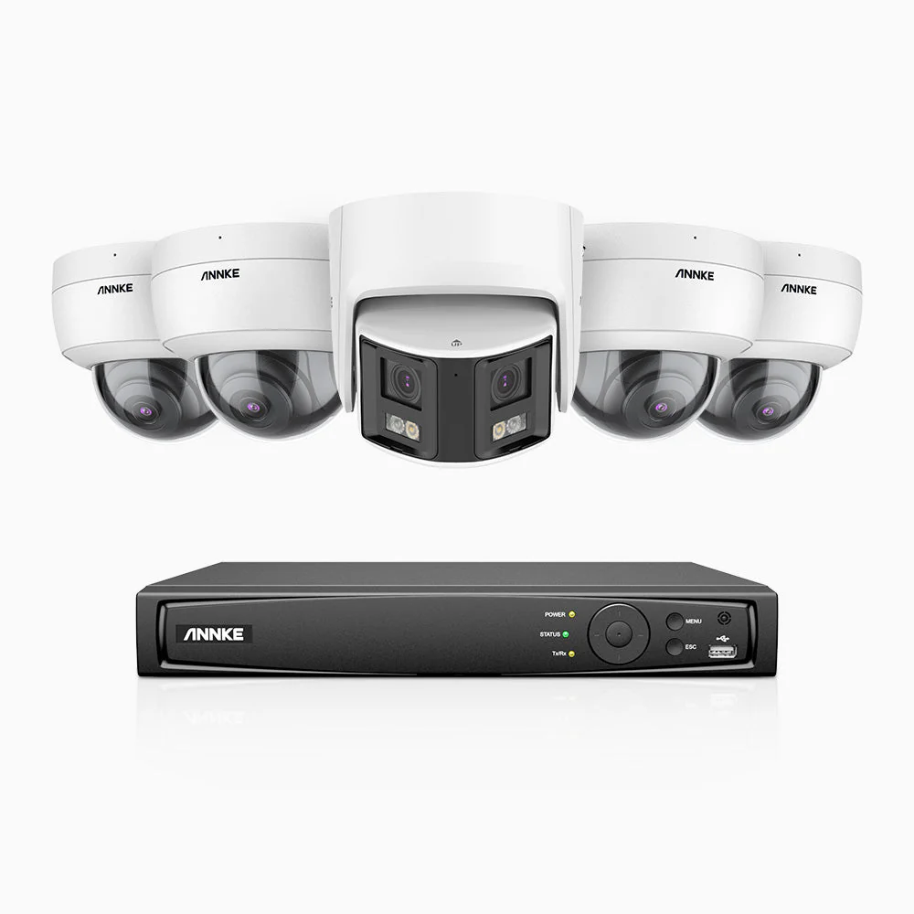 HDCK680 - Kit videosorveglianza PoE 8 canali con 4 telecamera 4K e 1 telecamera 6 MPX doppia lente(ultra grandangolo 180°), visione notturna a colori, microfono incorporato, riconoscere di persone e veicoli - Image 6