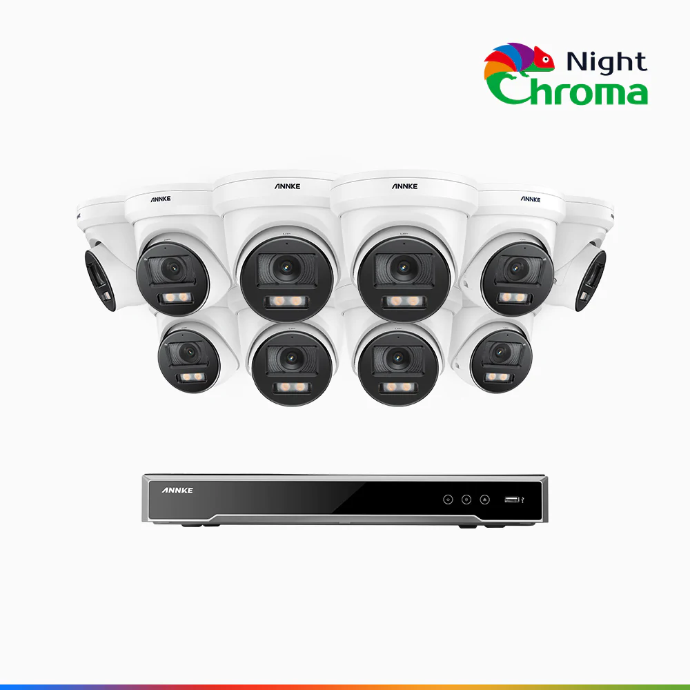 NightChroma<sup>TM</sup> NCK800 - Kit videosorveglianza PoE 16 canali con 10 telecamere 4K, Telecamera di Sicurezza PoE IP Acme 4K UHD Visione Notturna Full Color con Straordinaria Apertura  f/1.0, Compatibile con Alexa (I91BQ) - Image 2