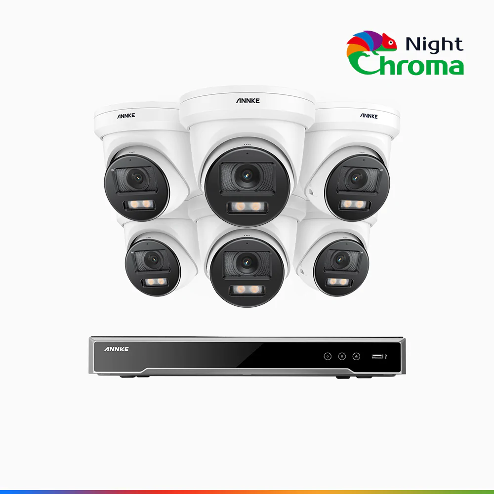 NightChroma<sup>TM</sup> NCK800 - Kit videosorveglianza PoE 8 canali con 6 telecamere 4K, Telecamera di Sicurezza PoE IP Acme 4K UHD Visione Notturna Full Color con Straordinaria Apertura  f/1.0, Compatibile con Alexa (I91BQ) - Image 2