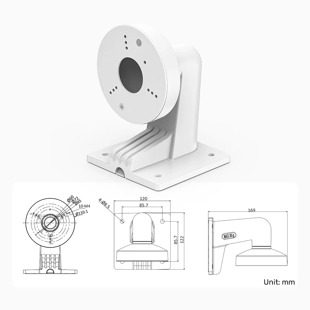 Staffa di montaggio per telecamera di sicurezza, in metallo resistente, installazione a parete o soffitto, per telecamere turret, dome e bullet, compatibile con telecamere di sicurezza standard - Image 2